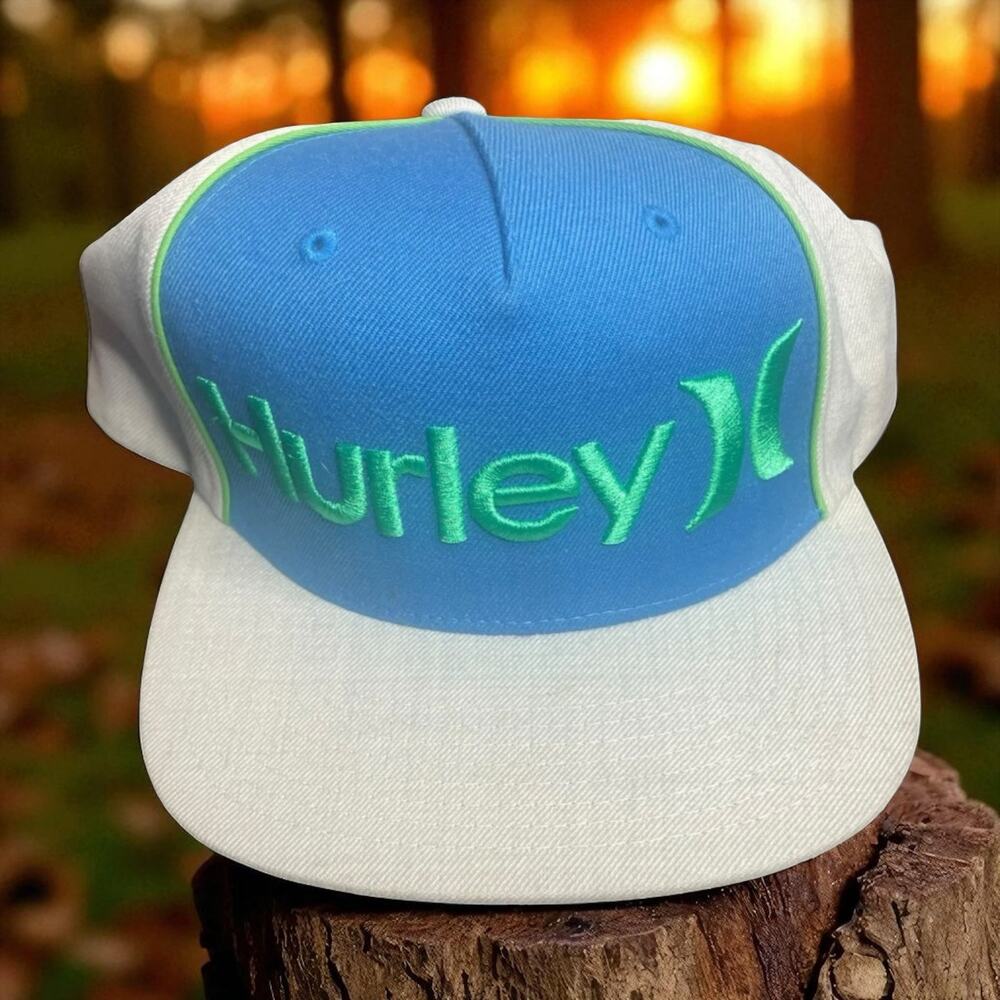 Hurley The Classics Yupoong Trucker Hat Blue Logo Mesh Snapback Cap Hat VTG